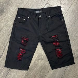 California Republic Trestles Supply Co Boys Jean Shorts Black Distressed 16